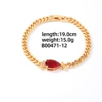 304 Stainless Steel Copper K Gold Plated Casual Shiny Plating Inlay Four Leaf Clover Water Droplets Heart Shape Zircon Bracelets sku image 3