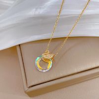 Titanium Steel Copper IG Style Inlay Round Swan Artificial Gemstones Rhinestones Pendant Necklace main image 5