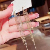 1 Pair Ig Style Tassel Solid Color Plating Alloy 24k Gold Plated Drop Earrings main image 4