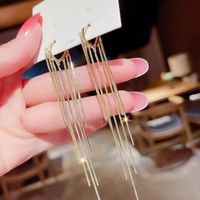 1 Pair Ig Style Tassel Solid Color Plating Alloy 24k Gold Plated Drop Earrings main image 5