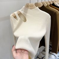 Women's Sweater Long Sleeve Sweaters & Cardigans Hollow Out Casual Solid Color main image 1