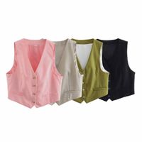 Women's Vest Sleeveless Tank Tops Button Casual Solid Color main image 5