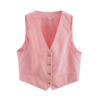 Women's Vest Sleeveless Tank Tops Button Casual Solid Color sku image 10