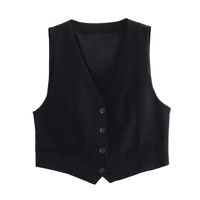 Women's Vest Sleeveless Tank Tops Button Casual Solid Color sku image 13