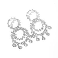 1 Pair Elegant Streetwear Double Ring Water Droplets Tassel Inlay Alloy Artificial Crystal Drop Earrings main image 6