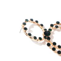 1 Pair Elegant Streetwear Double Ring Water Droplets Tassel Inlay Alloy Artificial Crystal Drop Earrings main image 7