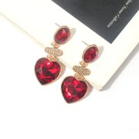 1 Pair Classical Lady Heart Shape Inlay Alloy Artificial Crystal Drop Earrings main image 7