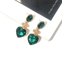 1 Pair Classical Lady Heart Shape Inlay Alloy Artificial Crystal Drop Earrings main image 5