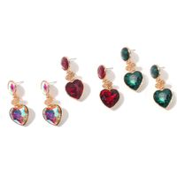 1 Pair Classical Lady Heart Shape Inlay Alloy Artificial Crystal Drop Earrings main image 4