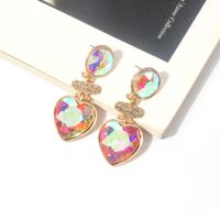 1 Pair Classical Lady Heart Shape Inlay Alloy Artificial Crystal Drop Earrings main image 6