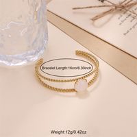 Elegant Lady Geometric Stainless Steel Plating Inlay Natural Stone 18k Gold Plated Bangle main image 6