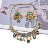 Retro Flower Alloy Plating Inlay Artificial Gemstones Women's Earrings Necklace main image 1