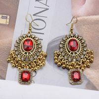 Retro Flower Alloy Plating Inlay Artificial Gemstones Women's Earrings Necklace main image 4