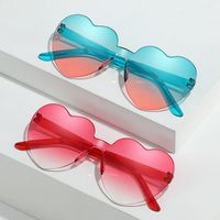 Casual Streetwear Heart Shape Pc Special-shaped Mirror Frameless Women's Sunglasses sku image 24