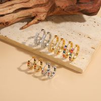 1 Pair Ig Style Round Rectangle Plating Inlay Copper Zircon 14k Gold Plated Earrings main image 4