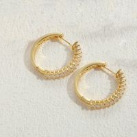 1 Pair Ig Style Round Rectangle Plating Inlay Copper Zircon 14k Gold Plated Earrings sku image 1