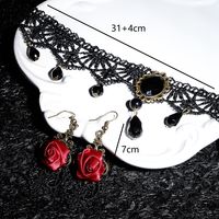 Gothic Sexy Rose Plastic Lace Women's Earrings Necklace main image 5