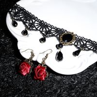 Gothic Sexy Rose Plastic Lace Women's Earrings Necklace main image 3