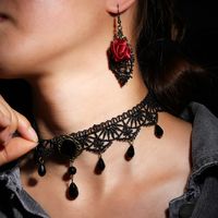 Gothic Sexy Rose Plastic Lace Women's Earrings Necklace main image 6