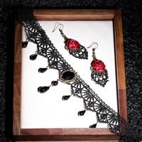 Gothic Sexy Rose Plastic Lace Women's Earrings Necklace main image 4