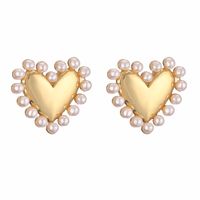 Elegant Vacation Simple Style Heart Shape Copper 18k Gold Plated Artificial Pearls Rings Necklace In Bulk sku image 3