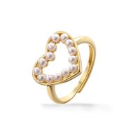 Elegant Vacation Simple Style Heart Shape Copper 18k Gold Plated Artificial Pearls Rings Necklace In Bulk main image 6