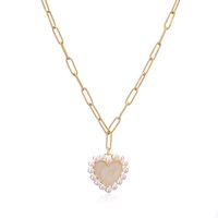 Elegant Vacation Simple Style Heart Shape Copper 18k Gold Plated Artificial Pearls Rings Necklace In Bulk main image 8