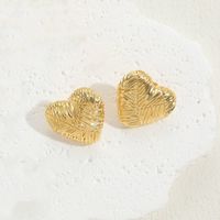 1 Par Estilo Ig Estilo Simple Ronda Gotitas De Agua Forma De Corazón Enchapado Cobre Chapado En Oro De 14 Quilates. Pendientes sku image 5