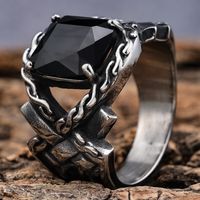 Vintage Style Punk Geometric 304 Stainless Steel Inlay Zircon Men'S Wide Band Rings main image 3
