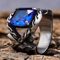 Vintage Style Punk Geometric 304 Stainless Steel Inlay Zircon Men'S Wide Band Rings main image 5