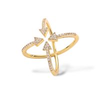 Ig Style Hip-hop Cool Style Geometric Copper Criss Cross Plating Inlay Zircon 18k Gold Plated Open Rings main image 5