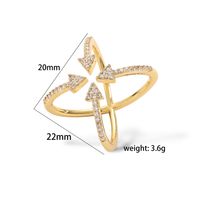 Ig Style Hip-hop Cool Style Geometric Copper Criss Cross Plating Inlay Zircon 18k Gold Plated Open Rings main image 2