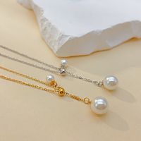Titanium Steel IG Style Simple Style Geometric Artificial Pearls Necklace main image 4
