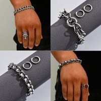 Hip Hop Style Vintage Crâne Alliage Hommes Anneaux Bracelets main image 1