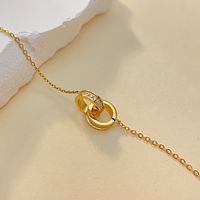 Acier Inoxydable Style IG À La Française Vêtement De Rue Incruster Double Anneau Zircon Pendentif main image 4