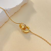 Stainless Steel IG Style French Style Streetwear Inlay Double Ring Zircon Pendant Necklace main image 4