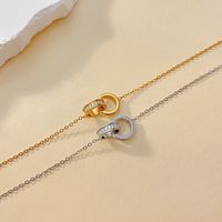 Stainless Steel IG Style French Style Streetwear Inlay Double Ring Zircon Pendant Necklace main image 2