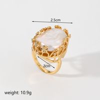 Baroque Style Flower Copper Plating Metal Inlay Artificial Crystal Freshwater Pearl 18k Gold Plated Open Rings sku image 3