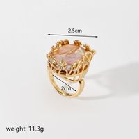 Baroque Style Flower Copper Plating Metal Inlay Artificial Crystal Freshwater Pearl 18k Gold Plated Open Rings sku image 4