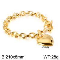 Stainless Steel 18K Gold Plated Simple Style Chain Heart Shape Bracelets Necklace sku image 5
