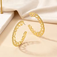 1 Pair Elegant Lady C Shape Heart Shape Plating Hollow Out Alloy 14k Gold Plated Ear Studs main image 5