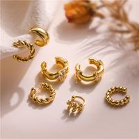 1 Pair Ig Style French Style Simple Style Leaves Twist Plating Inlay Copper Zircon 18k Gold Plated Ear Cuffs main image 1