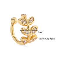 1 Pair Ig Style French Style Simple Style Leaves Twist Plating Inlay Copper Zircon 18k Gold Plated Ear Cuffs main image 6