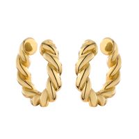 1 Pair Ig Style French Style Simple Style Leaves Twist Plating Inlay Copper Zircon 18k Gold Plated Ear Cuffs sku image 3