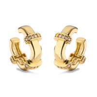 1 Pair Ig Style French Style Simple Style Leaves Twist Plating Inlay Copper Zircon 18k Gold Plated Ear Cuffs sku image 10