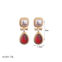 1 Pair Retro Simple Style Water Droplets Plating Inlay Copper Artificial Pearls Glass 18k Gold Plated Drop Earrings sku image 1