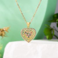 Elegant Simple Style Heart Shape Copper Plating Inlay Zircon 18k Gold Plated Pendant Necklace main image 2
