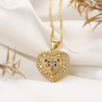Elegant Einfacher Stil Herzform Kupfer Überzug Inlay Zirkon 18 Karat Vergoldet Halskette Mit Anhänger sku image 2