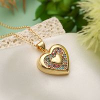 Elegant Einfacher Stil Herzform Kupfer Überzug Inlay Zirkon 18 Karat Vergoldet Halskette Mit Anhänger main image 1