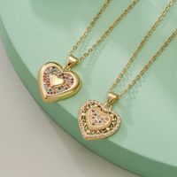 Elegant Simple Style Heart Shape Copper Plating Inlay Zircon 18k Gold Plated Pendant Necklace main image 3